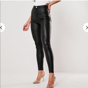 Missguided Petite Women's Faux Leather Stretch Pants Leggings Size 4S